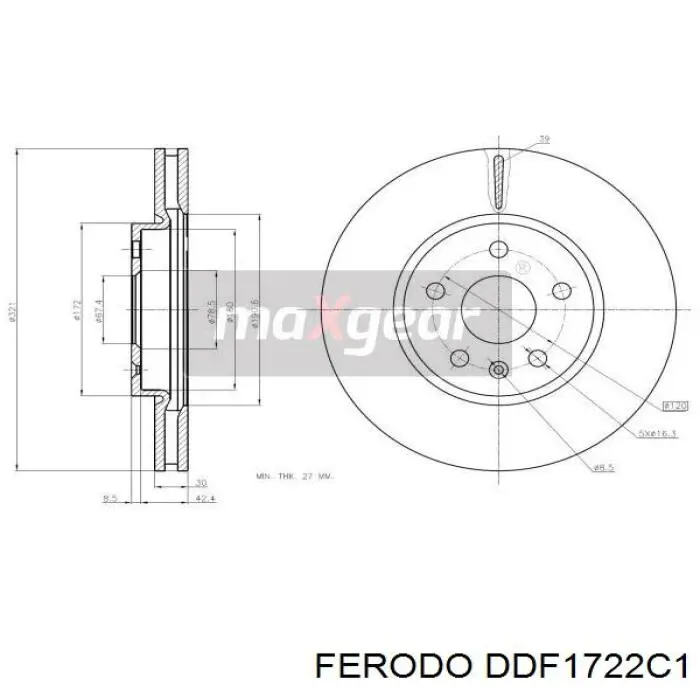 DDF1722C1 Ferodo disco de freno delantero