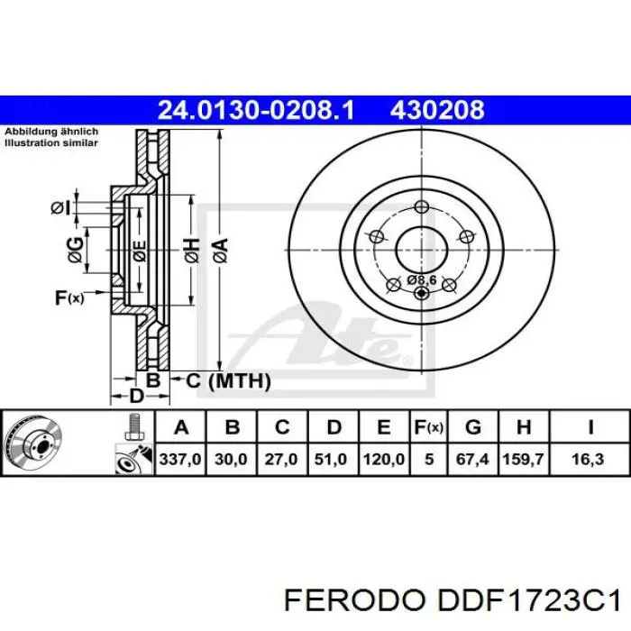 DDF1723C-1 Ferodo freno de disco delantero