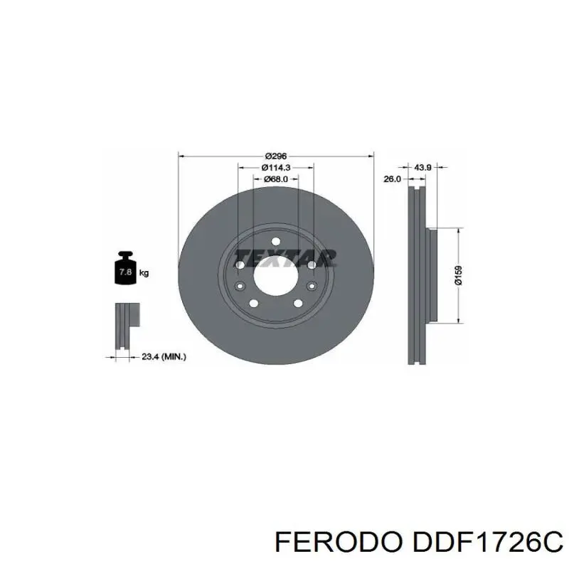 DDF1726C Ferodo disco de freno delantero