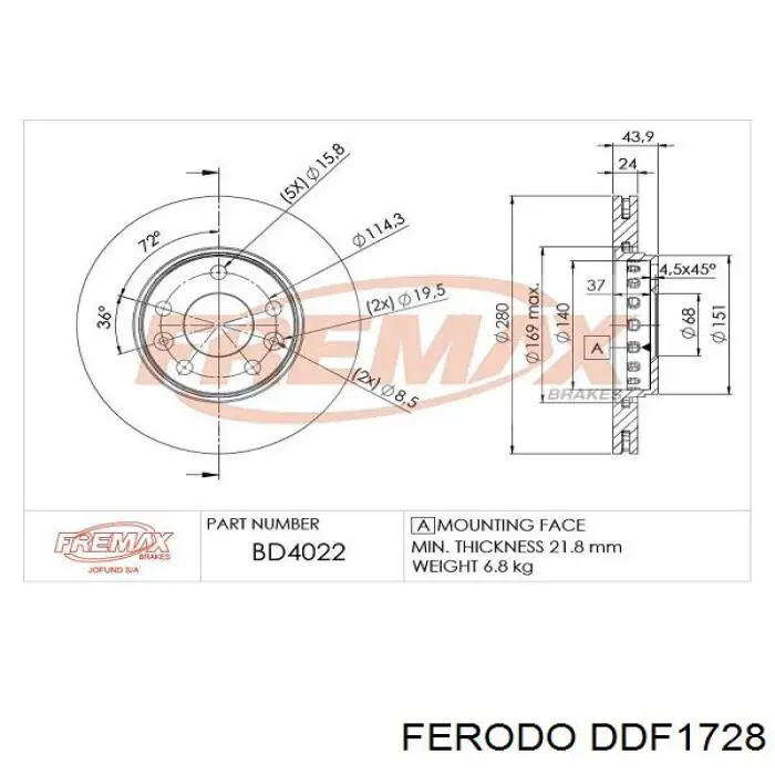 Freno de disco delantero Renault DUSTER 2 HM