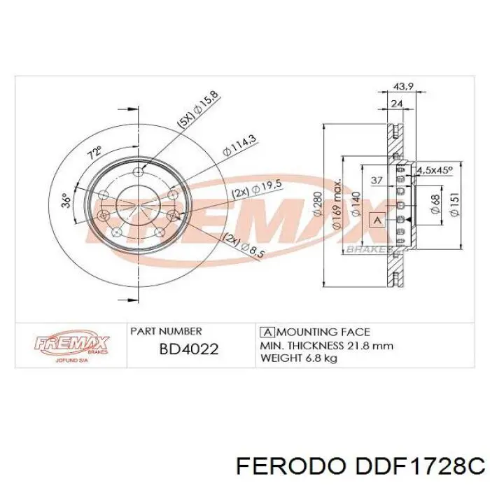 Freno de disco delantero Renault DUSTER 2 HM