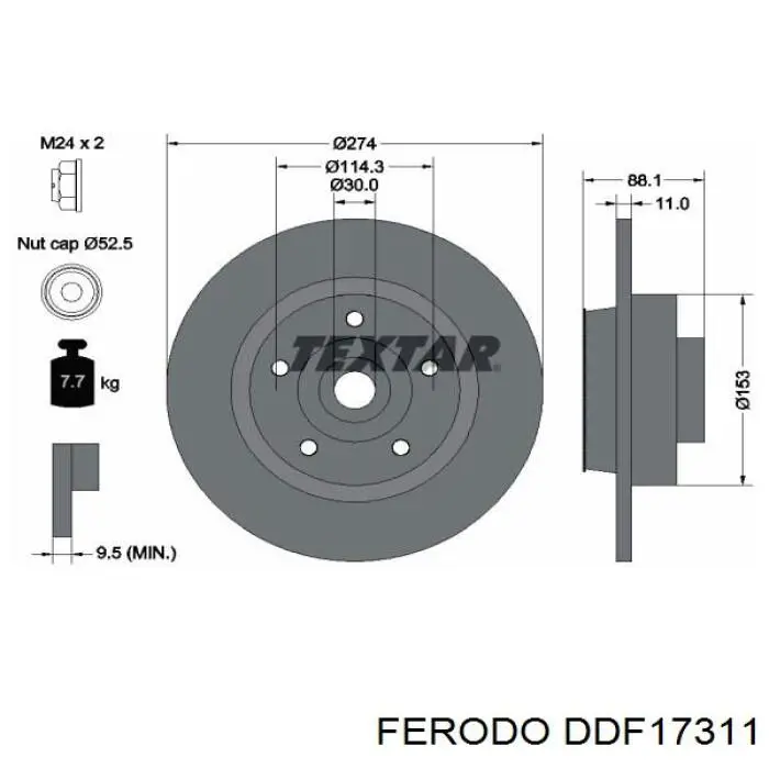 DDF1731-1 Ferodo disco de freno trasero