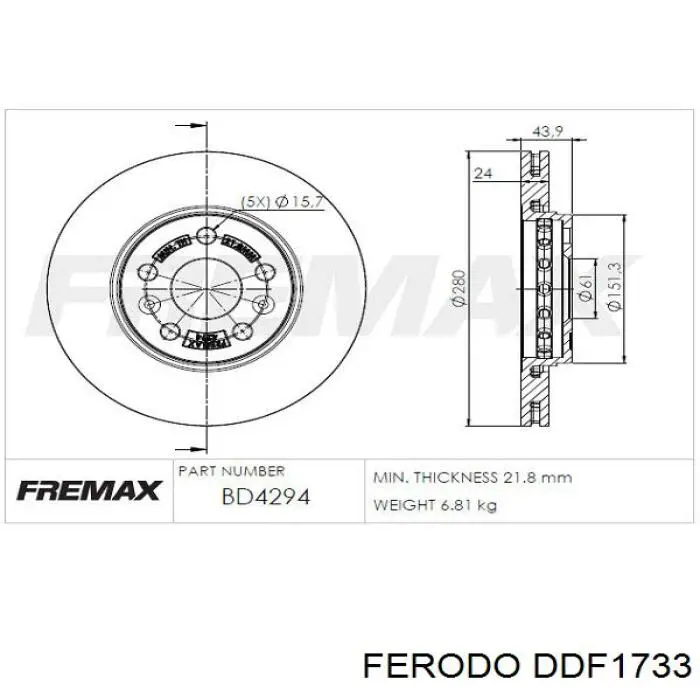 Frenos delanteros Ferodo DDF1733 precio, desde 45,01 EUR