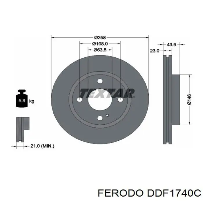 DDF1740C Ferodo disco de freno delantero
