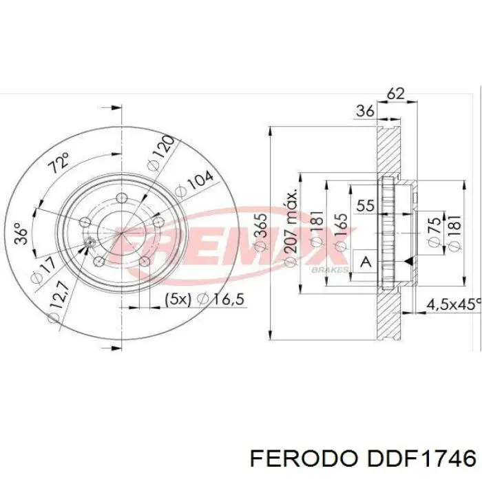 DDF1746 Ferodo disco de freno delantero