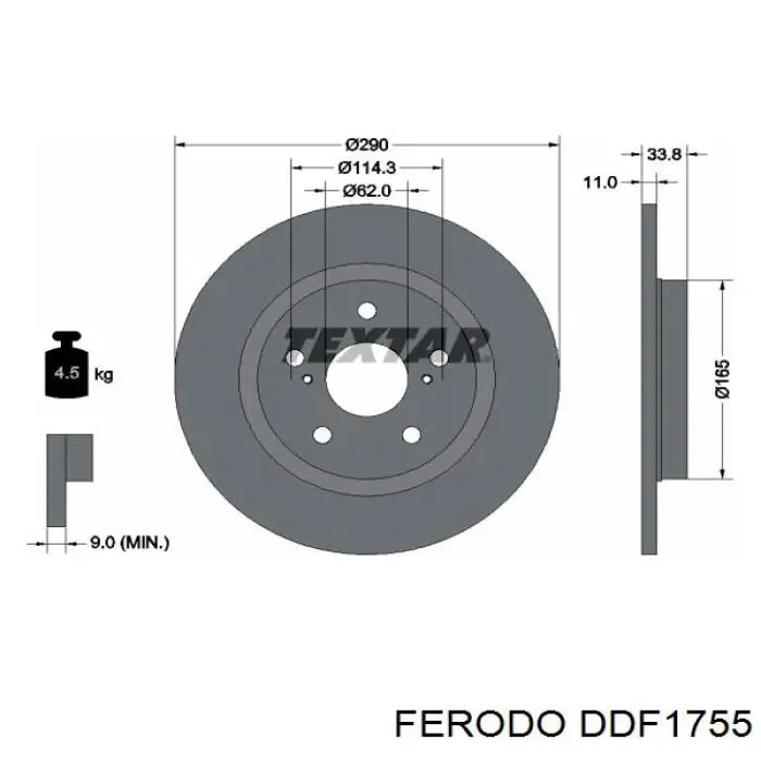 DDF1755 Ferodo disco de freno trasero