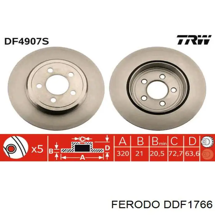 DDF1766 Ferodo disco de freno trasero