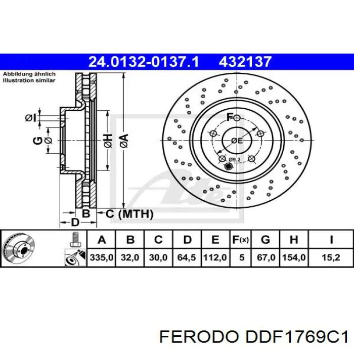 DDF1769C-1 Ferodo freno de disco delantero