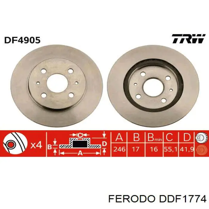 DDF1774 Ferodo disco de freno delantero