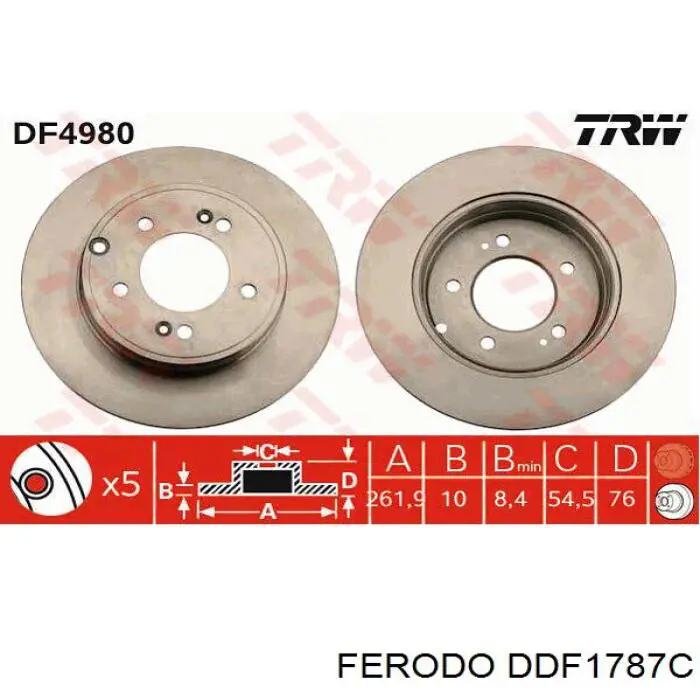 DDF1787C Ferodo disco de freno trasero