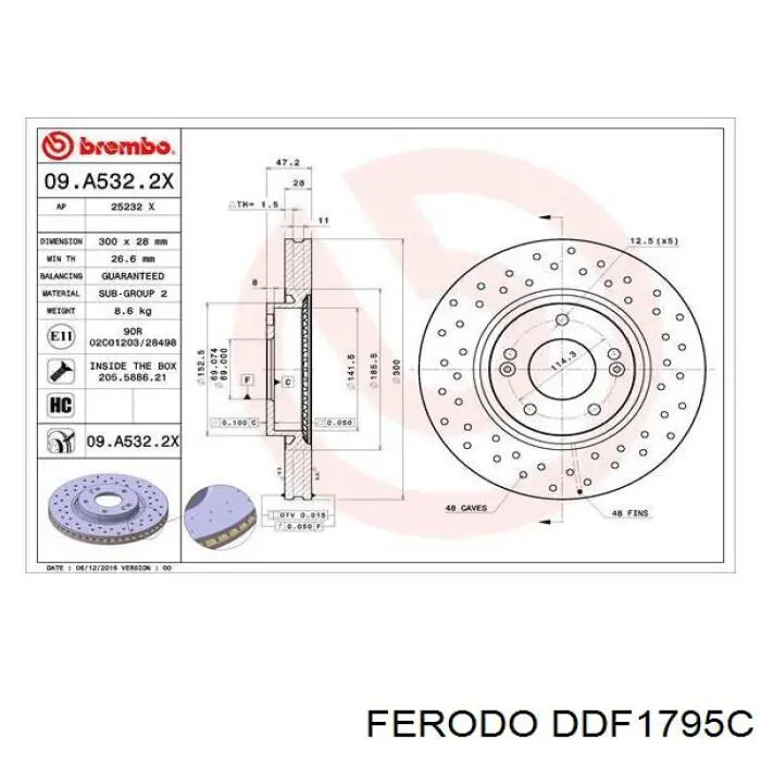 DDF1795C Ferodo disco de freno delantero