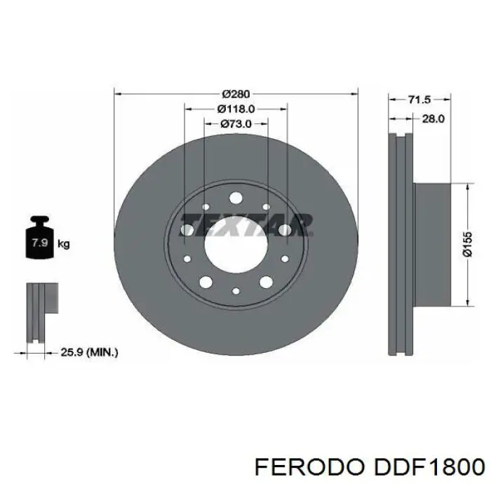 DDF1800 Ferodo disco de freno delantero