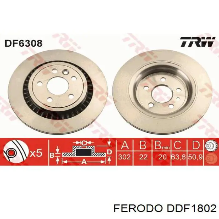 DDF1802 Ferodo disco de freno trasero