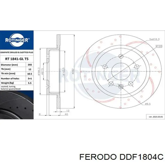 Comprar DDF1804C Ferodo Disco de freno trasero