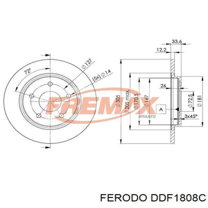 DDF1808C Ferodo disco de freno trasero