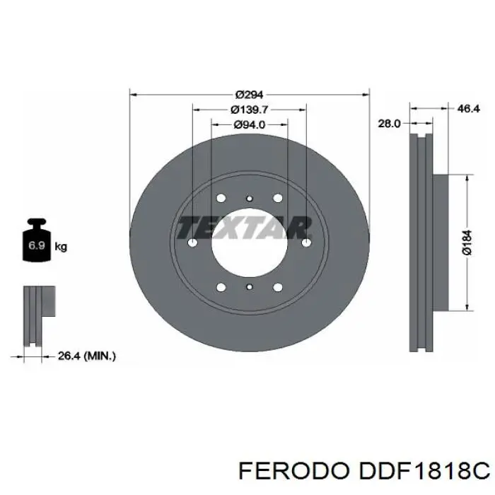 DDF1818C Ferodo freno de disco delantero