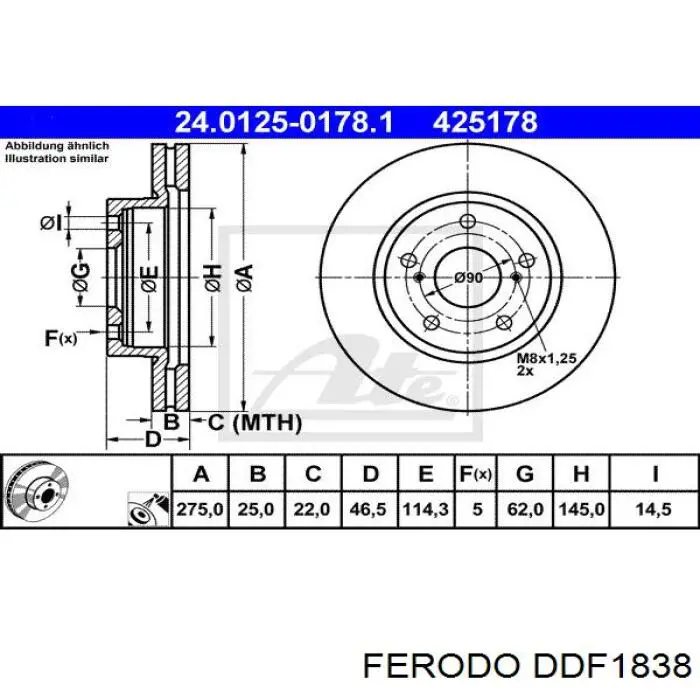 DDF1838 Ferodo disco de freno delantero