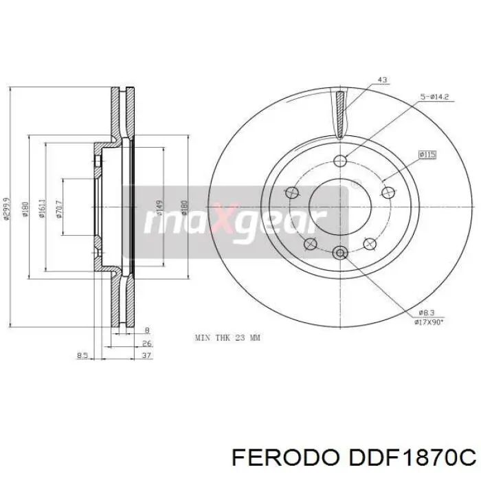 DDF1870C Ferodo disco de freno delantero