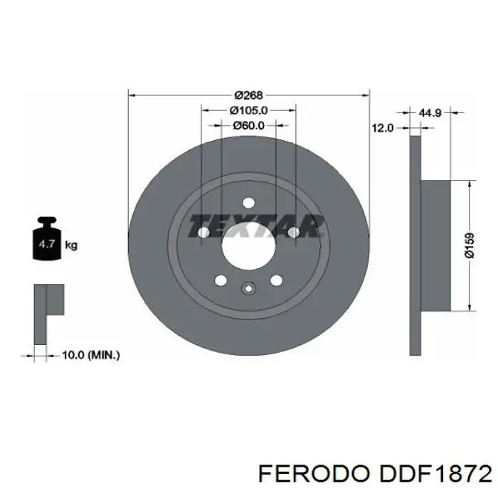 DDF1872 Ferodo disco de freno trasero