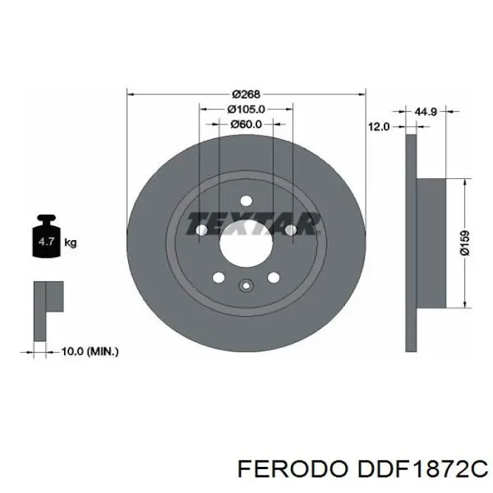 DDF1872C Ferodo disco de freno trasero