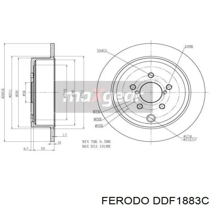 DDF1883C Ferodo disco de freno trasero