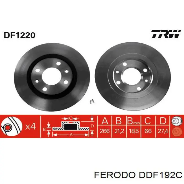 DDF192C Ferodo freno de disco delantero