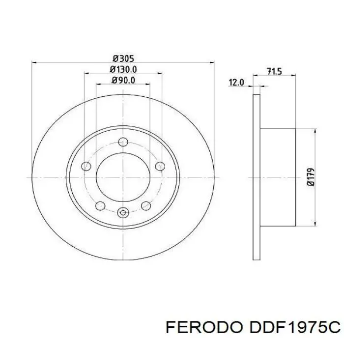 DDF1975C Ferodo Freno de disco trasero