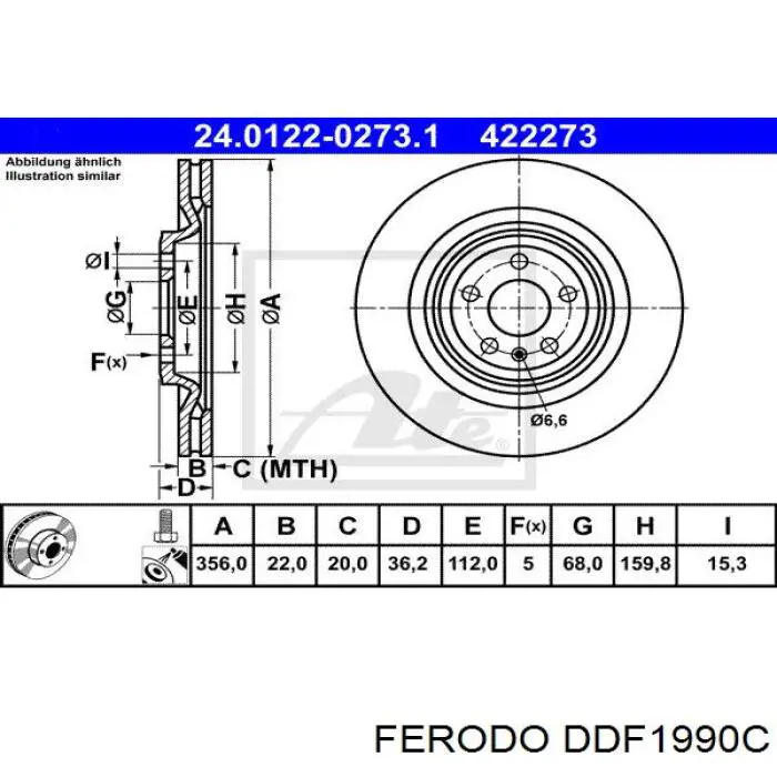 DDF1990C Ferodo disco de freno trasero