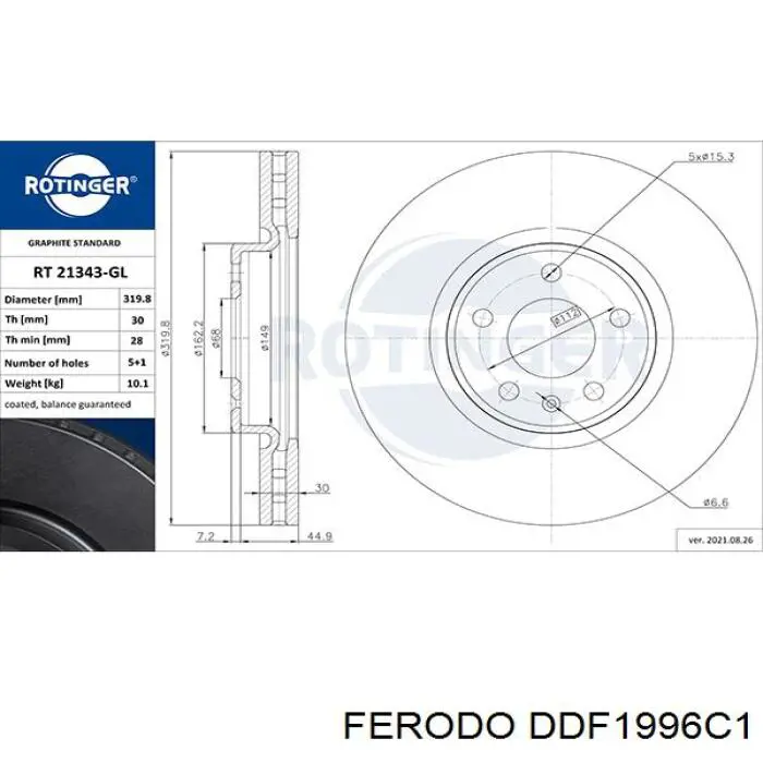 DDF1996C-1 Ferodo freno de disco delantero