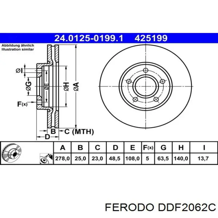 Disco de freno DDF2062C Ferodo