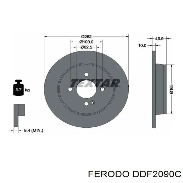DDF2090C Ferodo disco de freno trasero