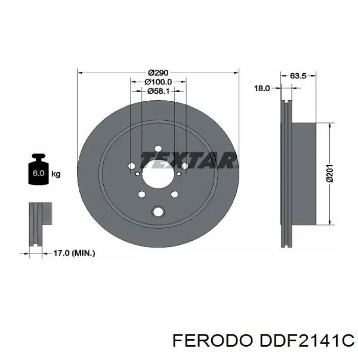 DDF2141C Ferodo disco de freno trasero