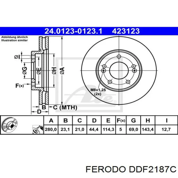 DDF2187C Ferodo disco de freno delantero