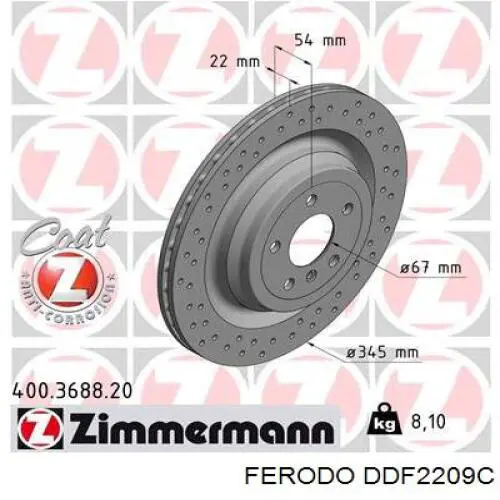 DDF2209C Ferodo disco de freno trasero