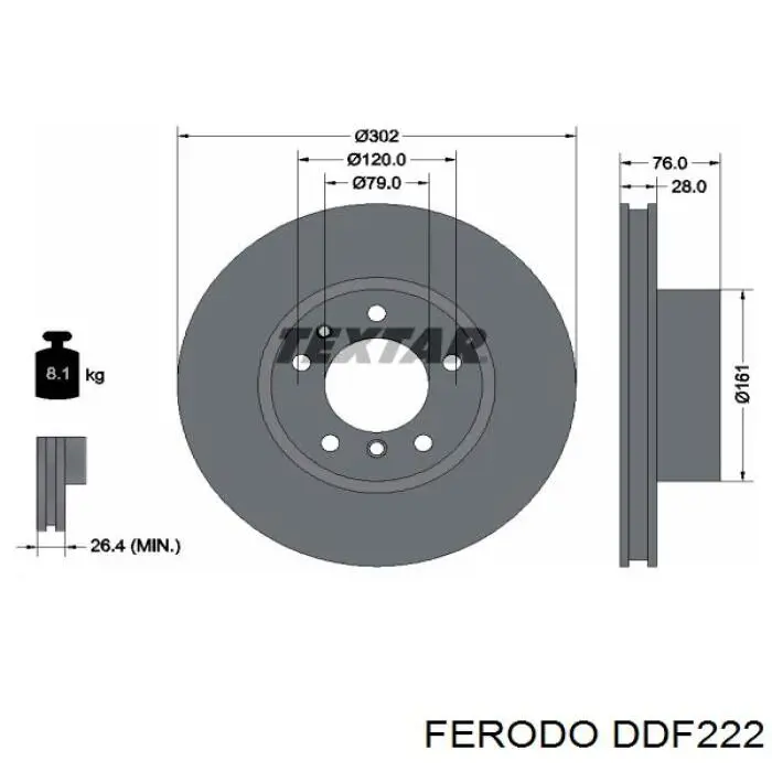 DDF222 Ferodo disco de freno delantero