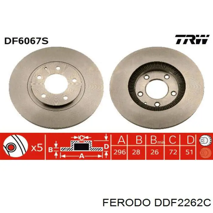 DDF2262C Ferodo disco de freno delantero