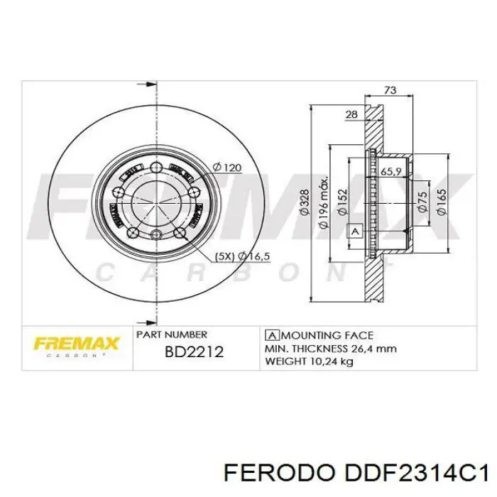 DDF2314C-1 Ferodo freno de disco delantero