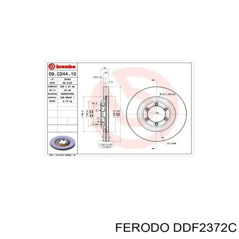 DDF2372C Ferodo freno de disco delantero