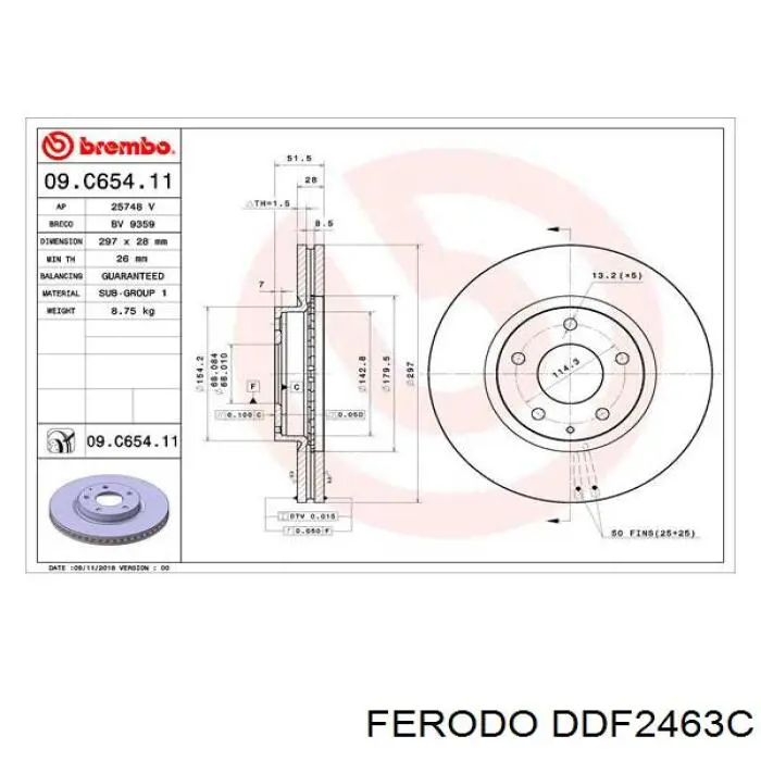 DDF2463C Ferodo disco de freno delantero