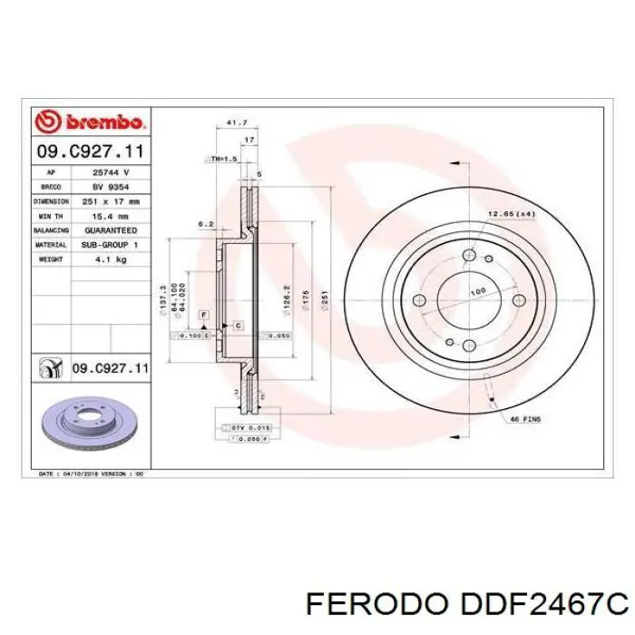 DDF2467C Ferodo freno de disco delantero