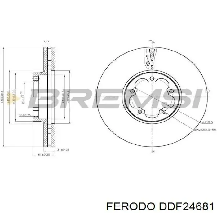 DDF2468-1 Ferodo freno de disco delantero