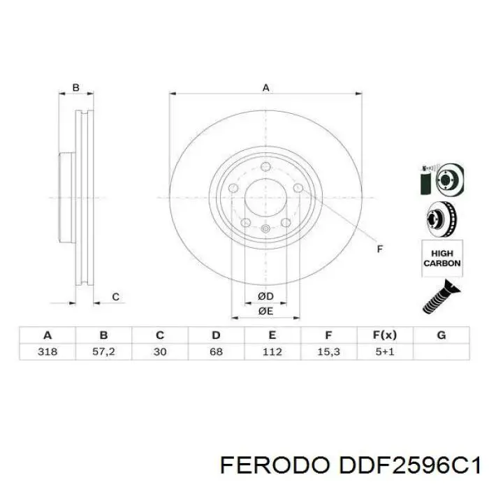 DDF2596C1 Ferodo disco de freno delantero