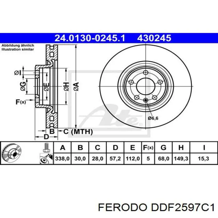 DDF2597C1 Ferodo disco de freno delantero