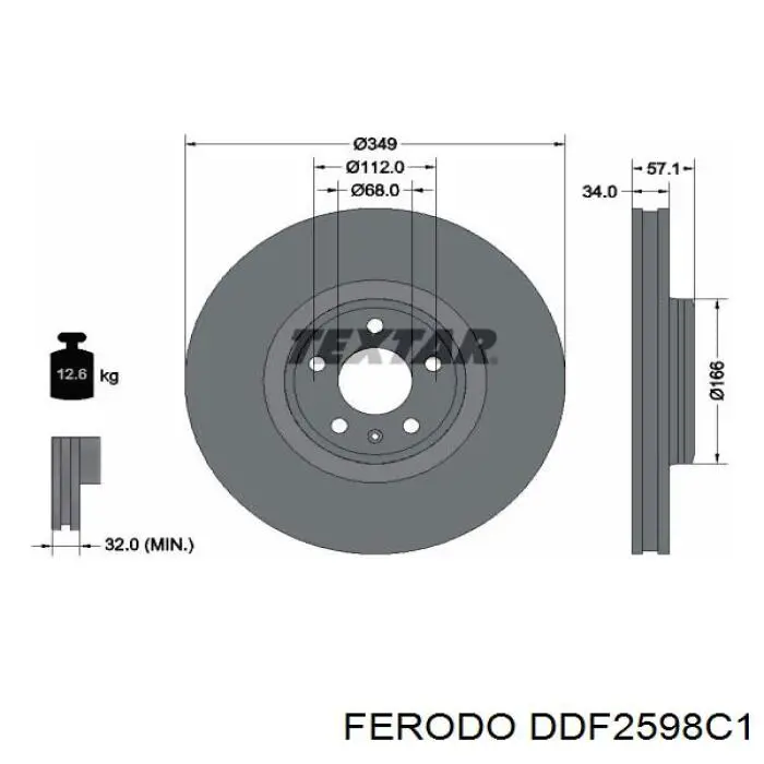 DDF2598C-1 Ferodo disco de freno delantero