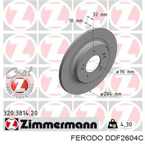 DDF2604C Ferodo Freno de disco trasero