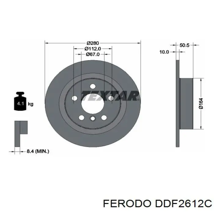 DDF2612C Ferodo disco de freno trasero