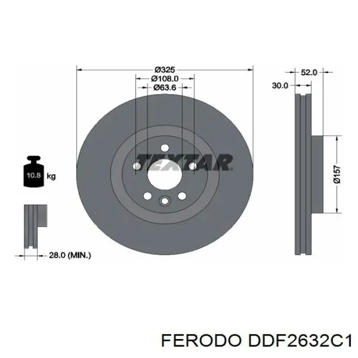 DDF2632C1 Ferodo disco de freno delantero