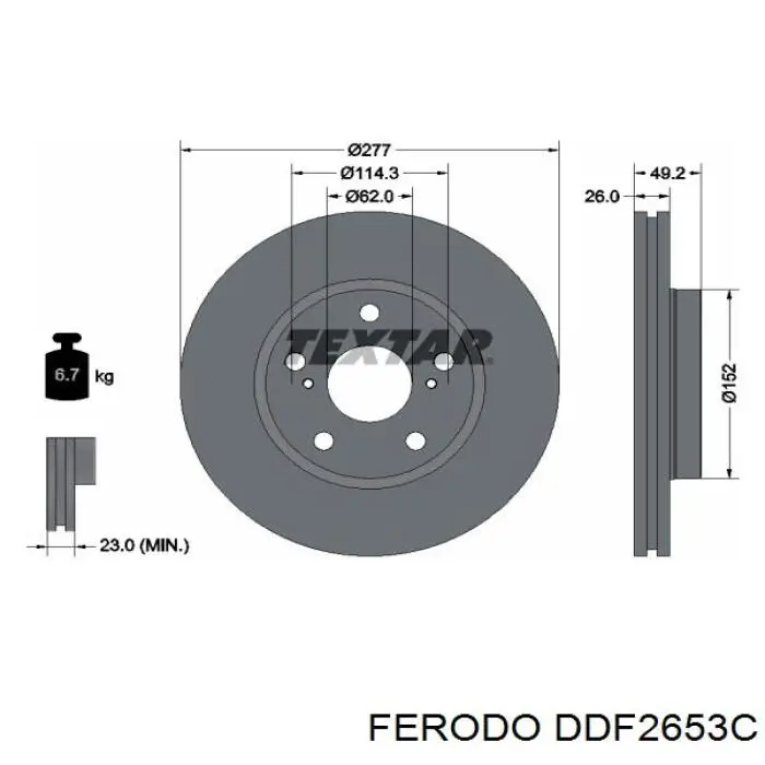 DDF2653C Ferodo disco de freno delantero