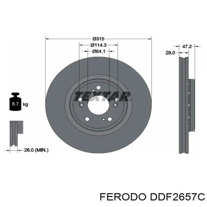 DDF2657C Ferodo disco de freno delantero
