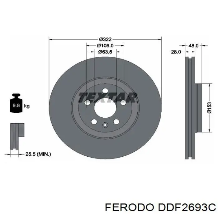 DDF2693C Ferodo freno de disco delantero